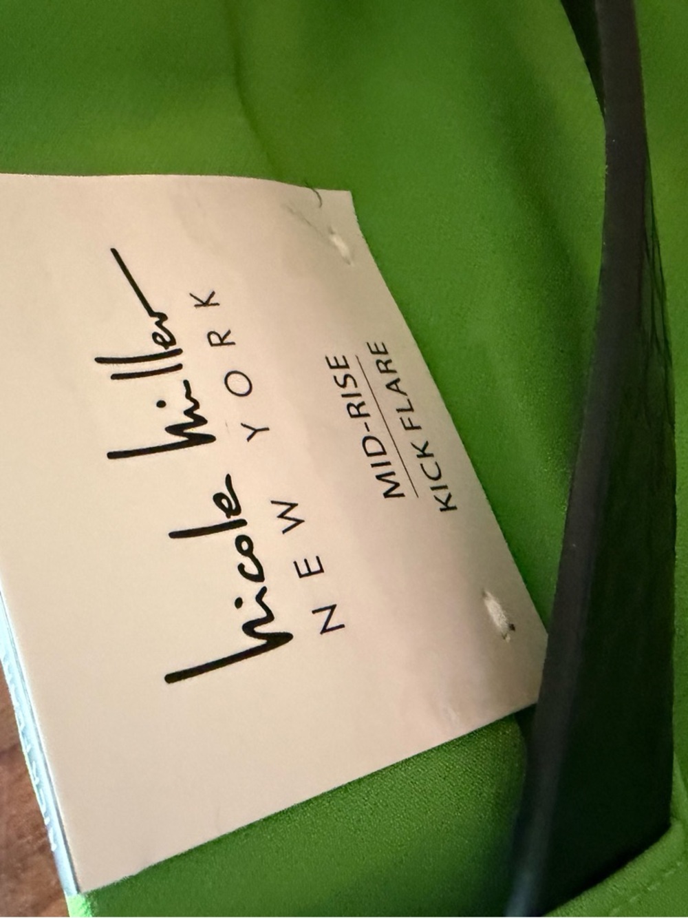 Nicole Miller Lime Green Kick Flare Pants NWT L - Picture 7 of 7